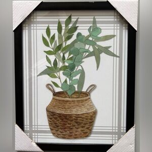 Framed Botanical Wall Art with Basket Design